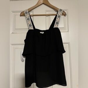J crew tiered chiffon tank top with embroidered straps Size 10